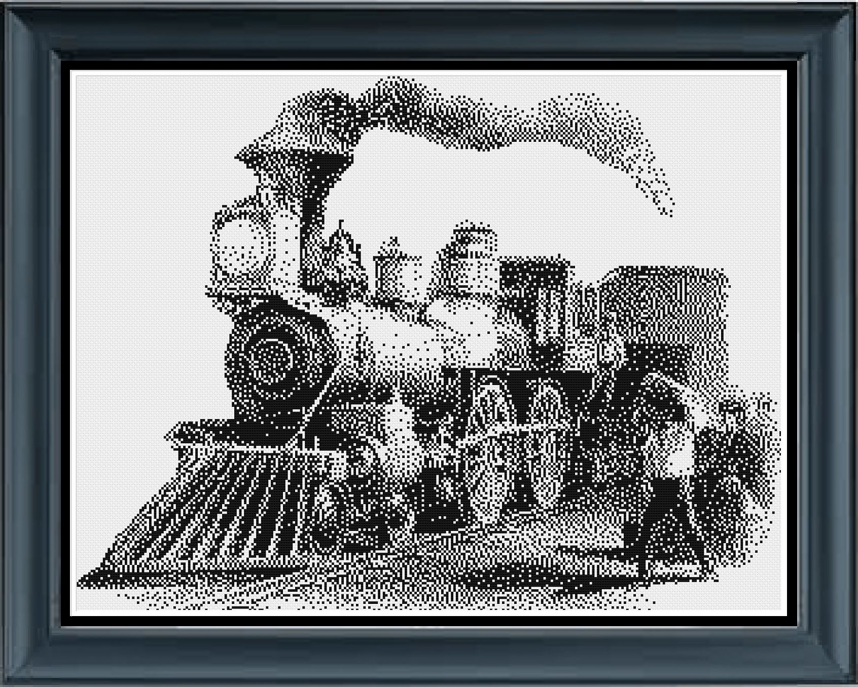 Stitching Jules Design Cross Stitch Pattern Train Stop Railroad Monochrome Cross Stitch Needlepoint Embroidery Pattern PDF Instant Download